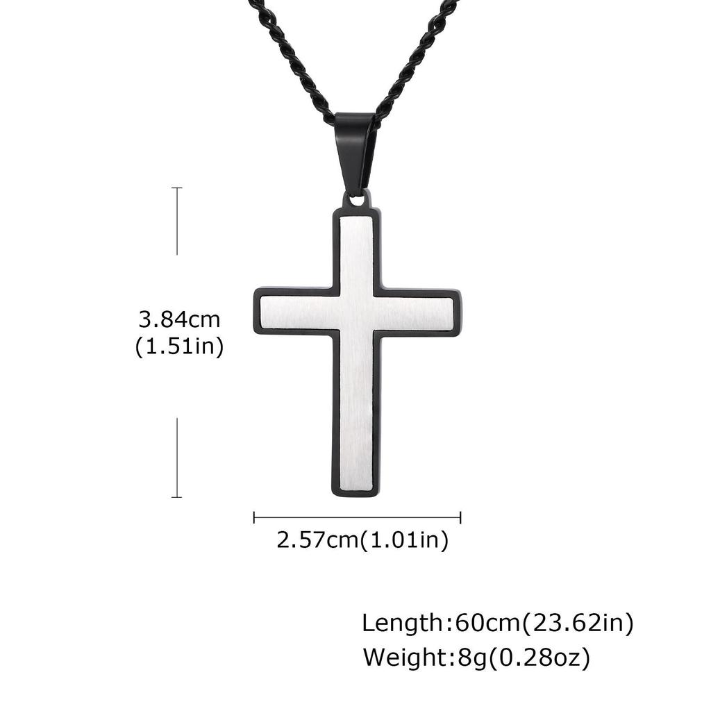 Minimalist Sandblasted Two-Tone Stainless Steel Cross Pendant PN-2239