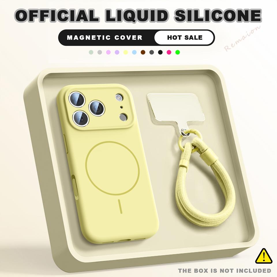 Wrist Strap Liquid Silicone Magnetic Phone Case For For Iphone 17 Air 11 12 13 16 Pro Max 1 14 16 Plus 16E  Lanyard Cover
