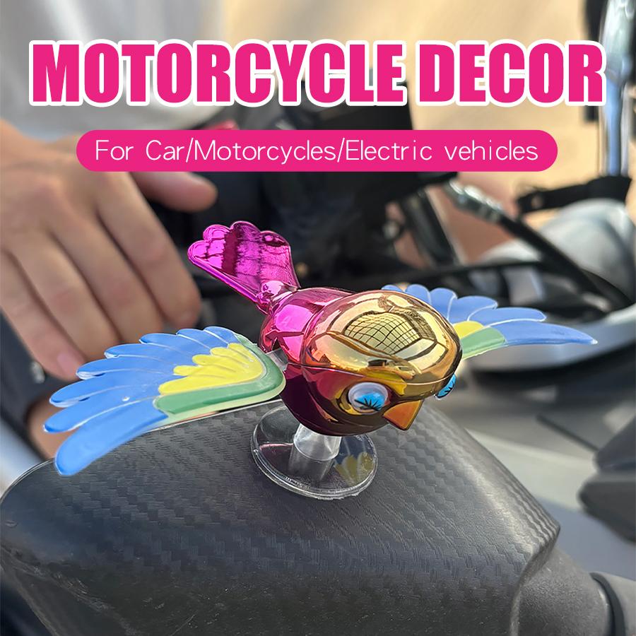 Motorcycle Rearview Mirror Decoration Cool Fun Wind Power Flying Bird Ornaments Car Driving Accessories Simulation Wings Flutter