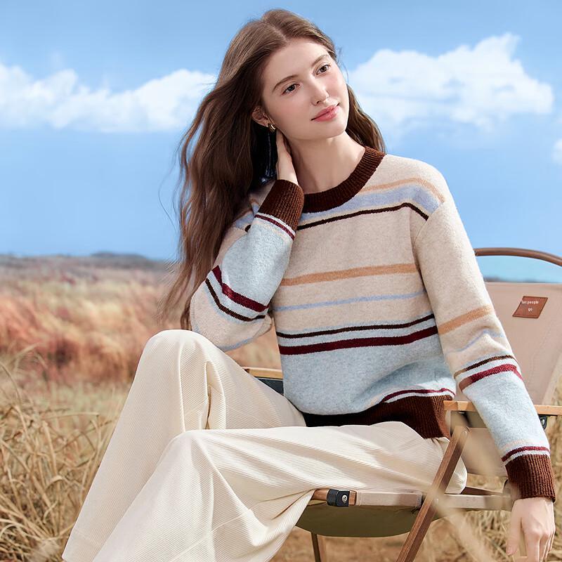 Betu Women's Ribbed Color-Block Stripe Knit Top