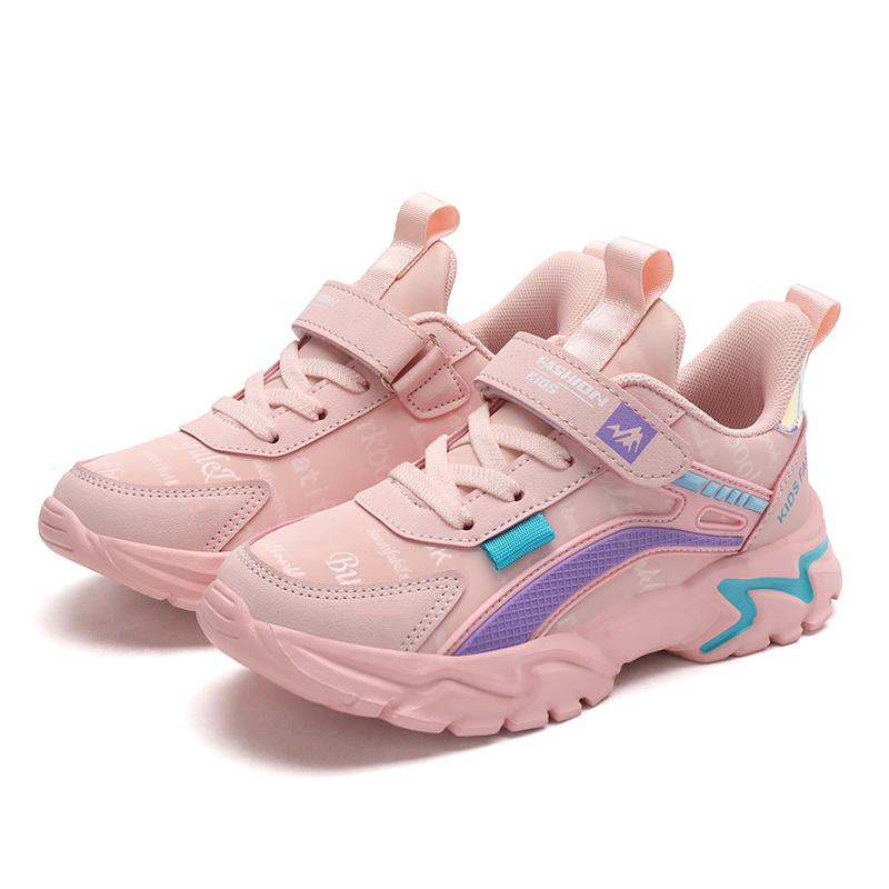 Children Sneakers Casual Shoes for Girls Pink Comfortable Leather Running Sports Kids Girl Flat Breathable Shoes