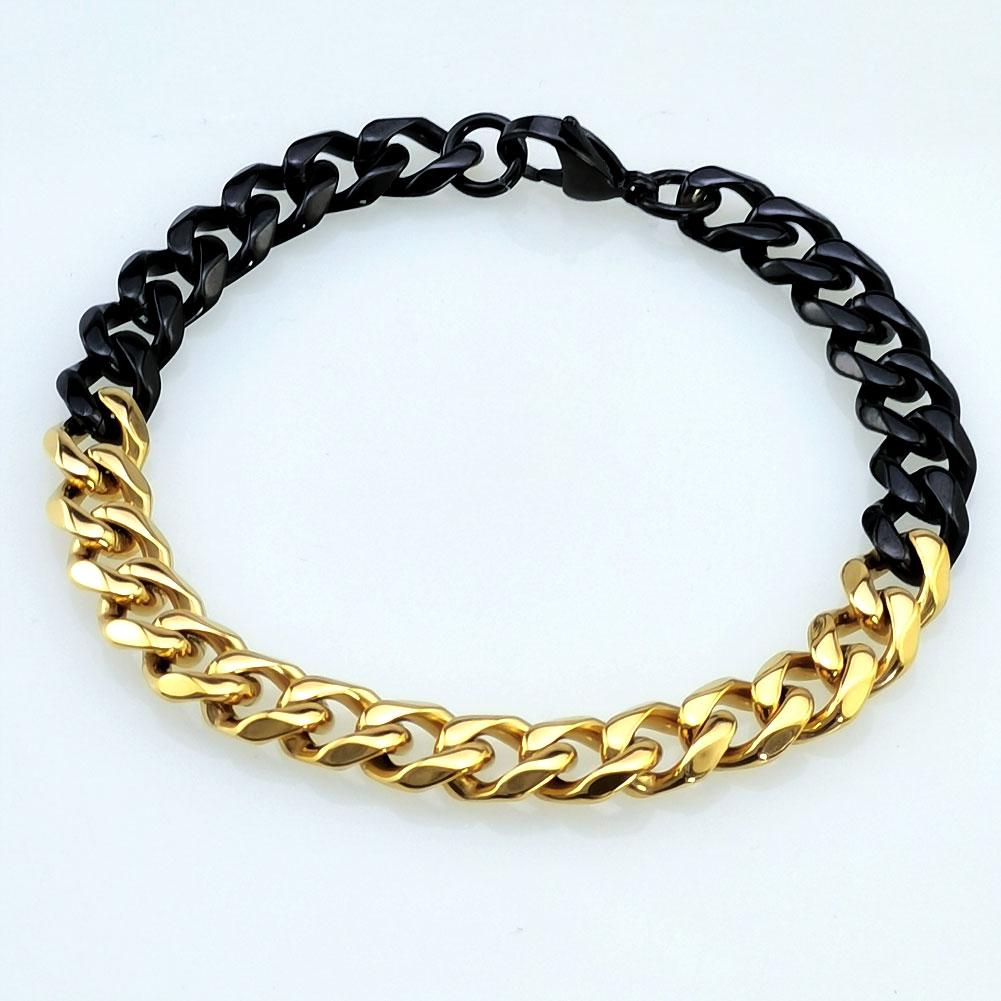 New 316L Stainless Steel Black and Gold Dual Hip Hop Bracelet Anklet