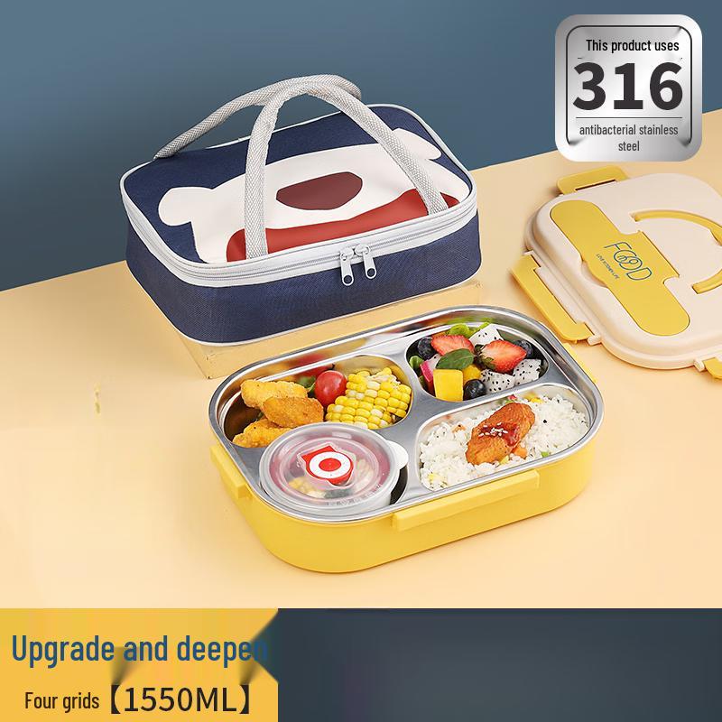 316 Stainless Steel 4-Compartment Insulated Lunch Box