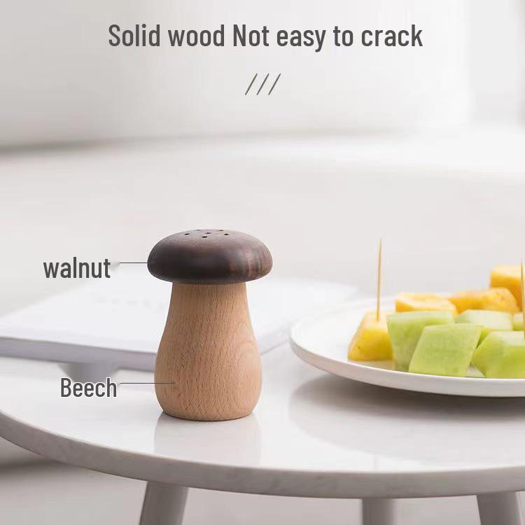 Creative Solid Wood Toothpick Holder: Black Walnut & Beech Mushroom Design