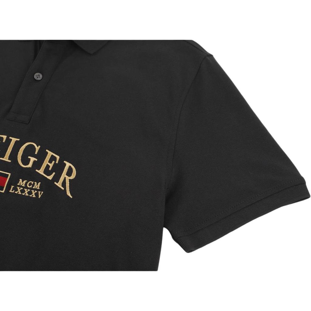 Tommy Hilfiger Classic American Logo Comfortable Versatile Fitted Quality Short Sleeve Polo Shirt Men Tops Black 78JB241-101