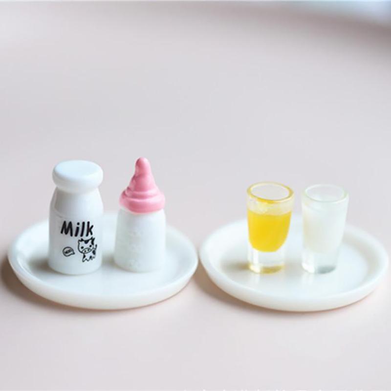 5Pcs 1:12 1:6 Dollhouse Miniature Milk Bottle Model Toys Decoration Accessories Dolls Kitchen Food