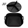 Food Grade Silicone Mold 2PCS Air Fryer Baking Pan with Handles, Square And Rectangular Nonstick Grilling Tray Oven Set, Liner for Roasting