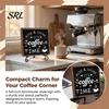 Desktop Coffee Display Stand Wooden Bar Sign Decor with Iron Stand, Vintage Black & White Cafe Decorative for Station Wall Art, Rustic Tabletop
