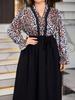 Autumn Leopard Print Plus Size Women's Dress - Retro, Flattering & Fashionable Design