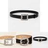 Classic Womens White Stone Pattern Square Buckle Dress Belt For Timeless Wardrobe Essentials