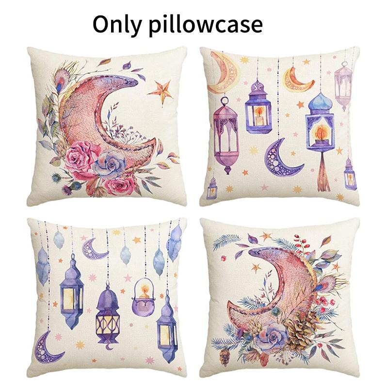 Ramadan Moon And Stars Throw Pillow Covers, Eid Gifts For Happy Eid Mubarak And Ramadan Decoration Cushion Cases