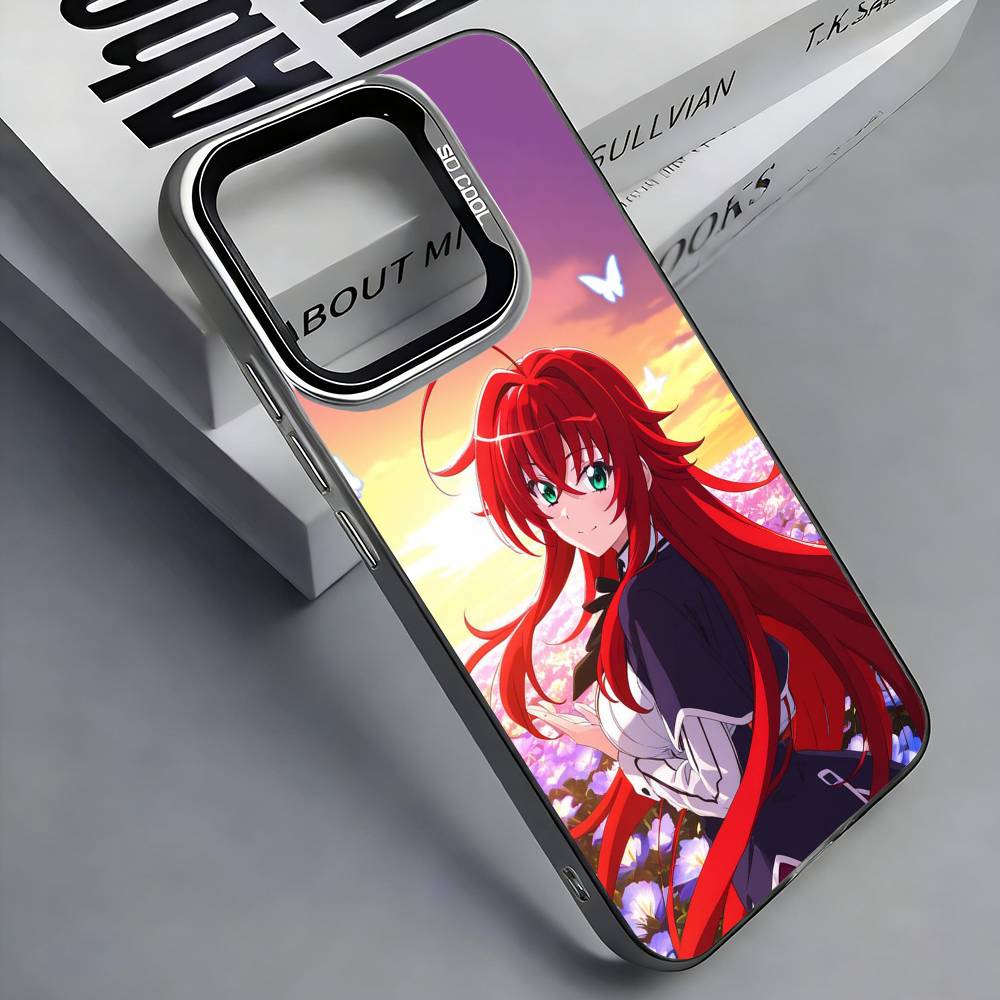 High School DxD Rias Gremory Phone Case For iPhone 17, 16,15,14,13,12,11 Plus,Pro Max, Colorful Silver Funda Cover