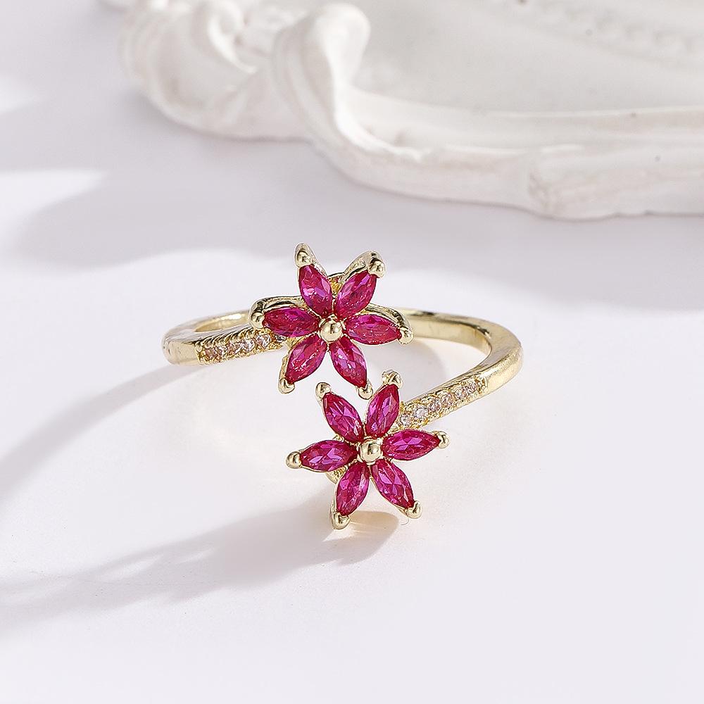 

Charm-In 1pc Cubic Zirconia Flower Decor Wrap Ring Copper Jewelry Valentines