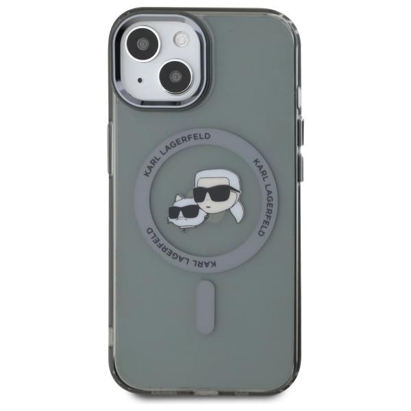 Karl Lagerfeld Klhmp15Shlskck Iphone 15  6.1 Czarny/Black Hardcase Iml Metal Karl&Choupette Head Magsafe
