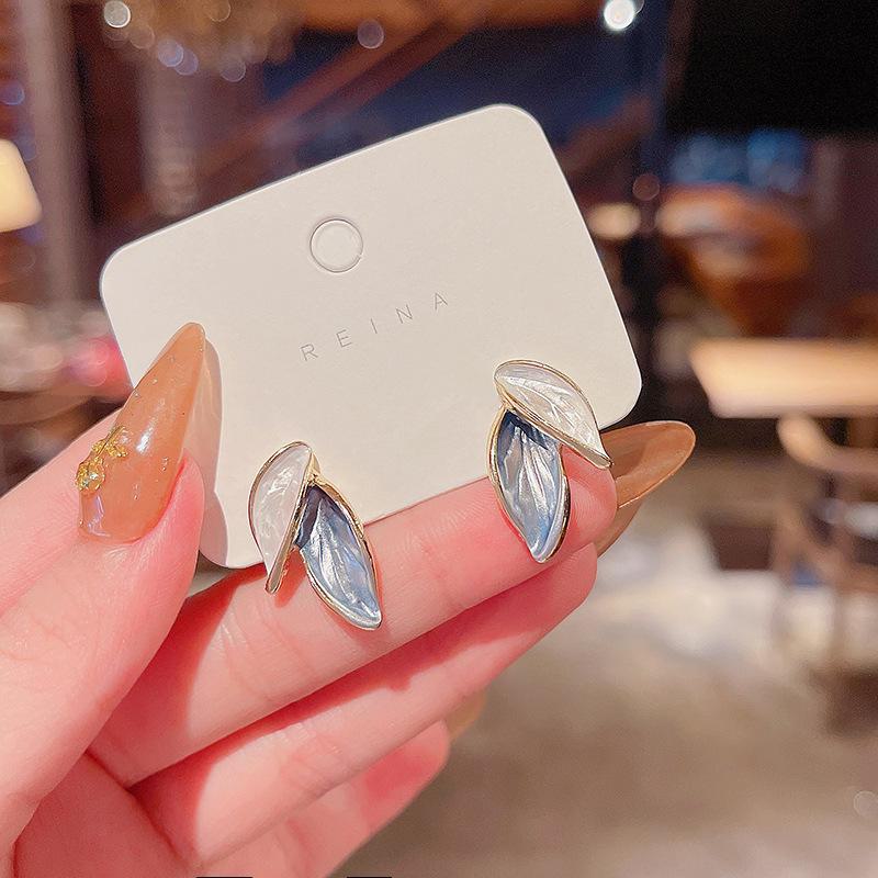 

Корейские серьги-листочки из серебра 925 пробы: Стильный, простой дизайн для женщин A387 золотой