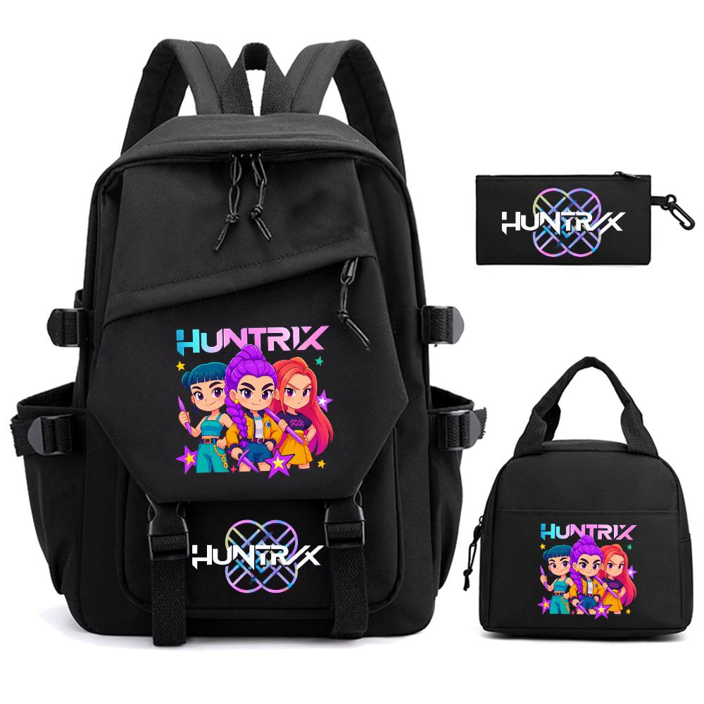 3Pcs/set K-pop Demon Hunters Printed Backpack for Teenger Boy Girl Large Capacity Schoolbag Children Student Bookbag Women Waterproof Travel Bag