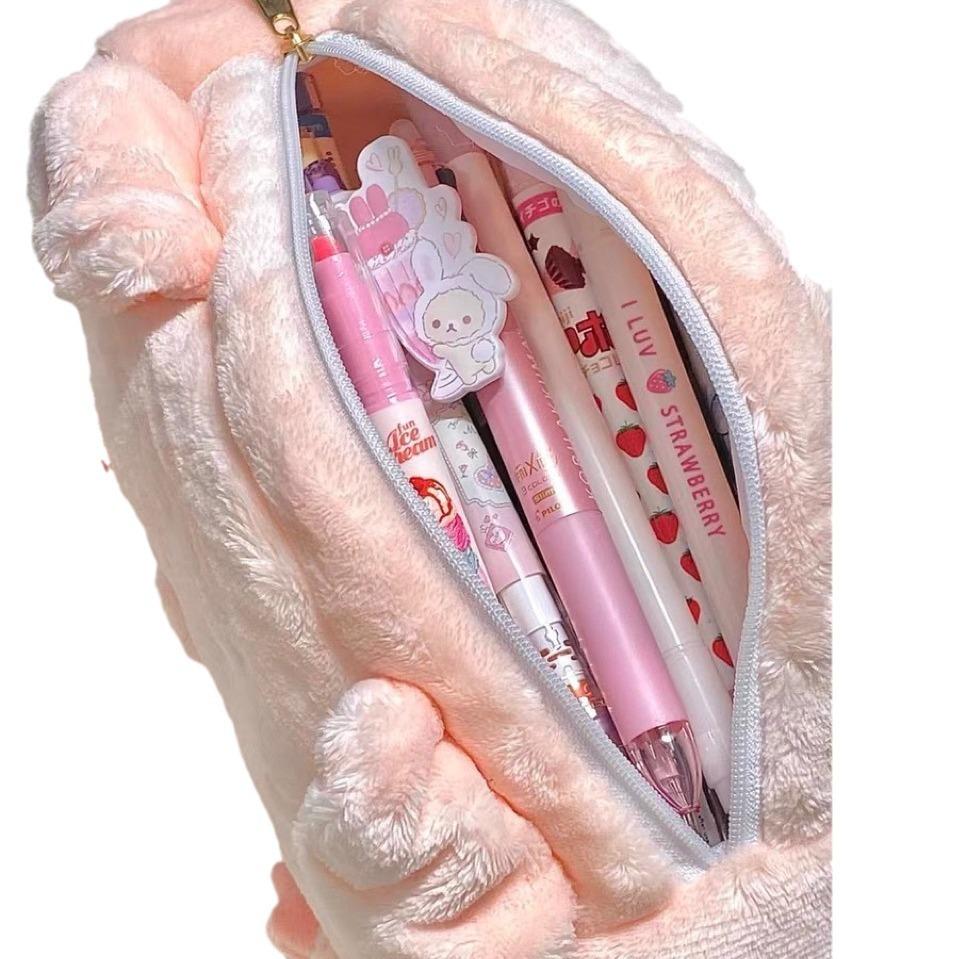 Plüsch Rosa Farbe Schweinchen Mäppchen Kreative Koreanische Mode Schüler Bleistifttasche Hohe Kapazität Schreibwaren Sammelalbum Aufbewahrungstasche