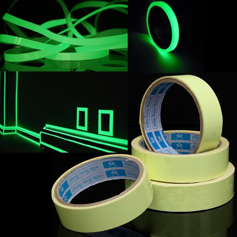 Cinta Fluorescente Cinta de Seguridad Resplandor en la Cinta Oscura Luminoso de advertencia antideslizante fluorescente Glow adhesivo Advertencia cinta etiquetas 2pcs Cinta Luminosa