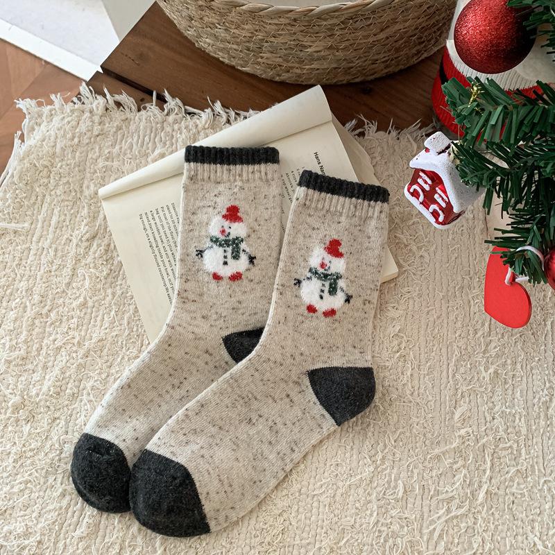 Cartoon Christmas Wool Socks For Kids Winter Thickening Warm Socks Piled Up With Cute Socks