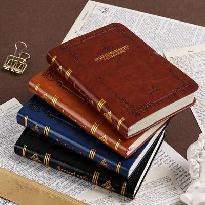 A6A7 Vintage Sıcak Altın Baskılı Defter Sevimli Kompakt Taşınabilir Cep Sert Kapak PU Deri Not Defteri Okul Malzemeleri Ofis Günlüğü