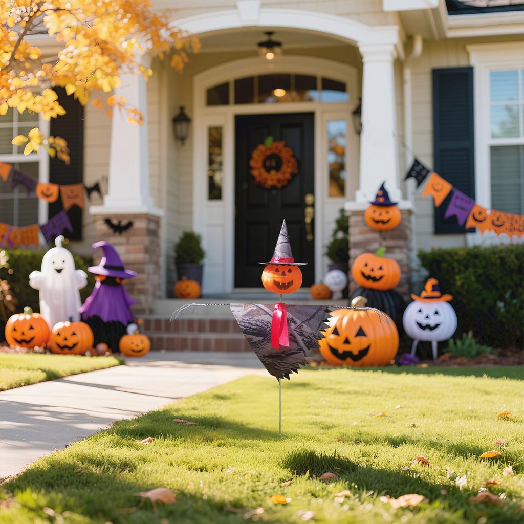 Halloween Pumpkin Head Scarecrow Ground Pile Layout Props Ornaments Decoration