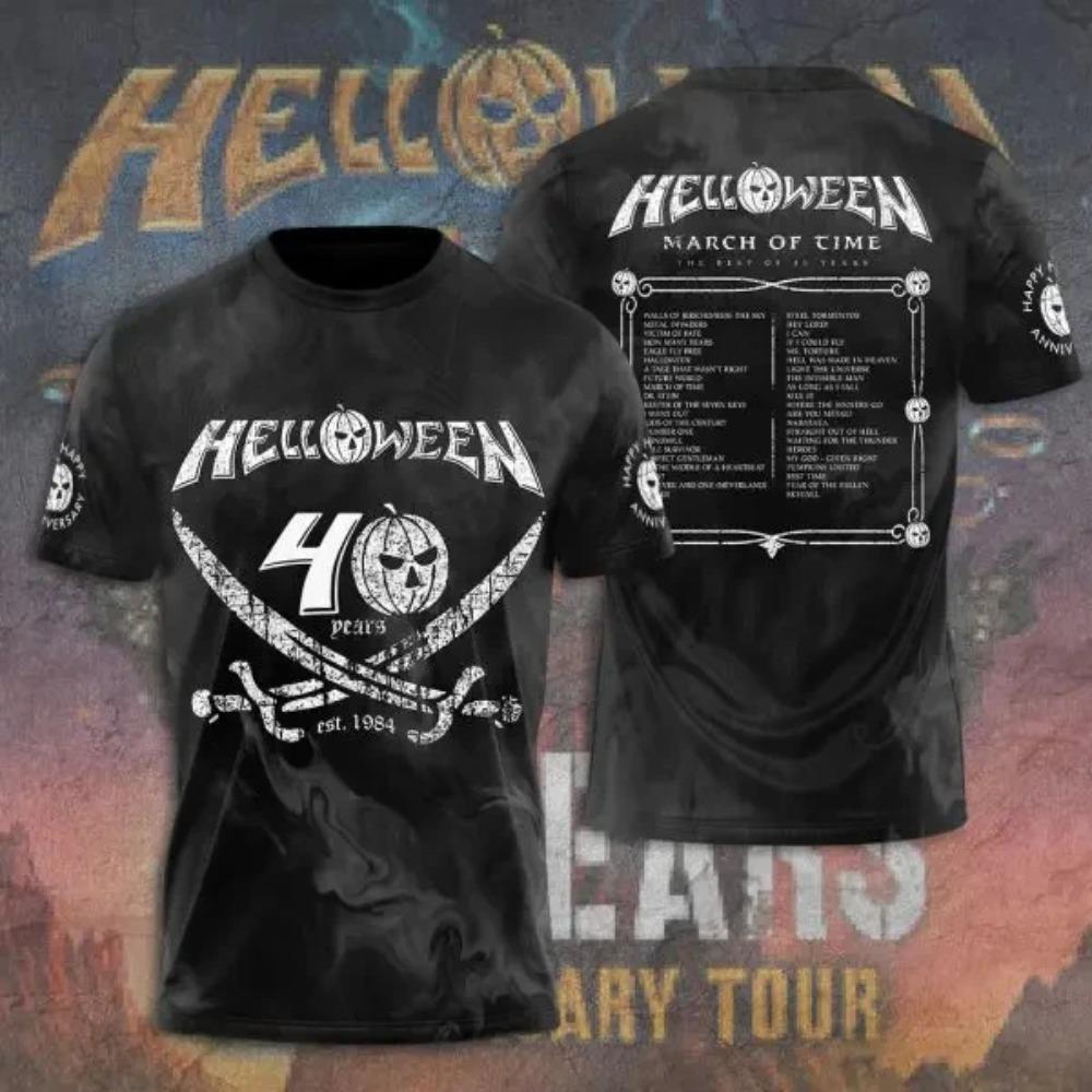 Rock Halloween 40th Anniversary Tour 3D Print T-shirt Men Women Fashion O-Neck Short Sleeve Tops Tees New Designer Clothes Album