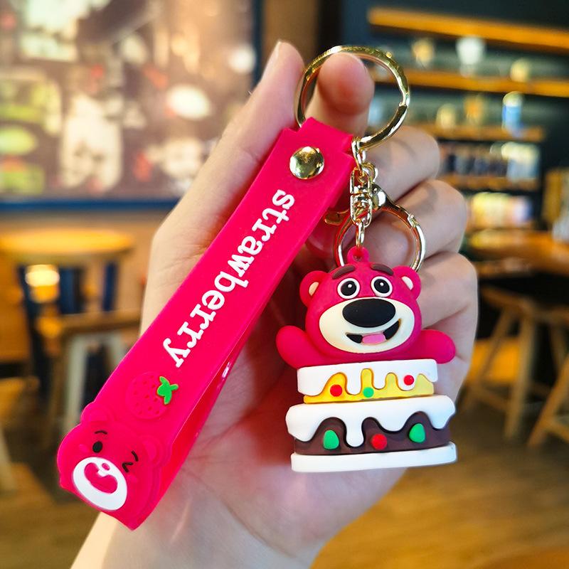 Strawberry Bear Keychain Internet Celebrity Doll Keychain Exquisite Car Children's Day Keychain Ring Toys Anime Cartoon Frind