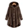 Fashion Autumn Winter Women's Solid Button Coats Ladies Warm Bear Loose Outwear Female Plush Coat Hooded Wool Jackets