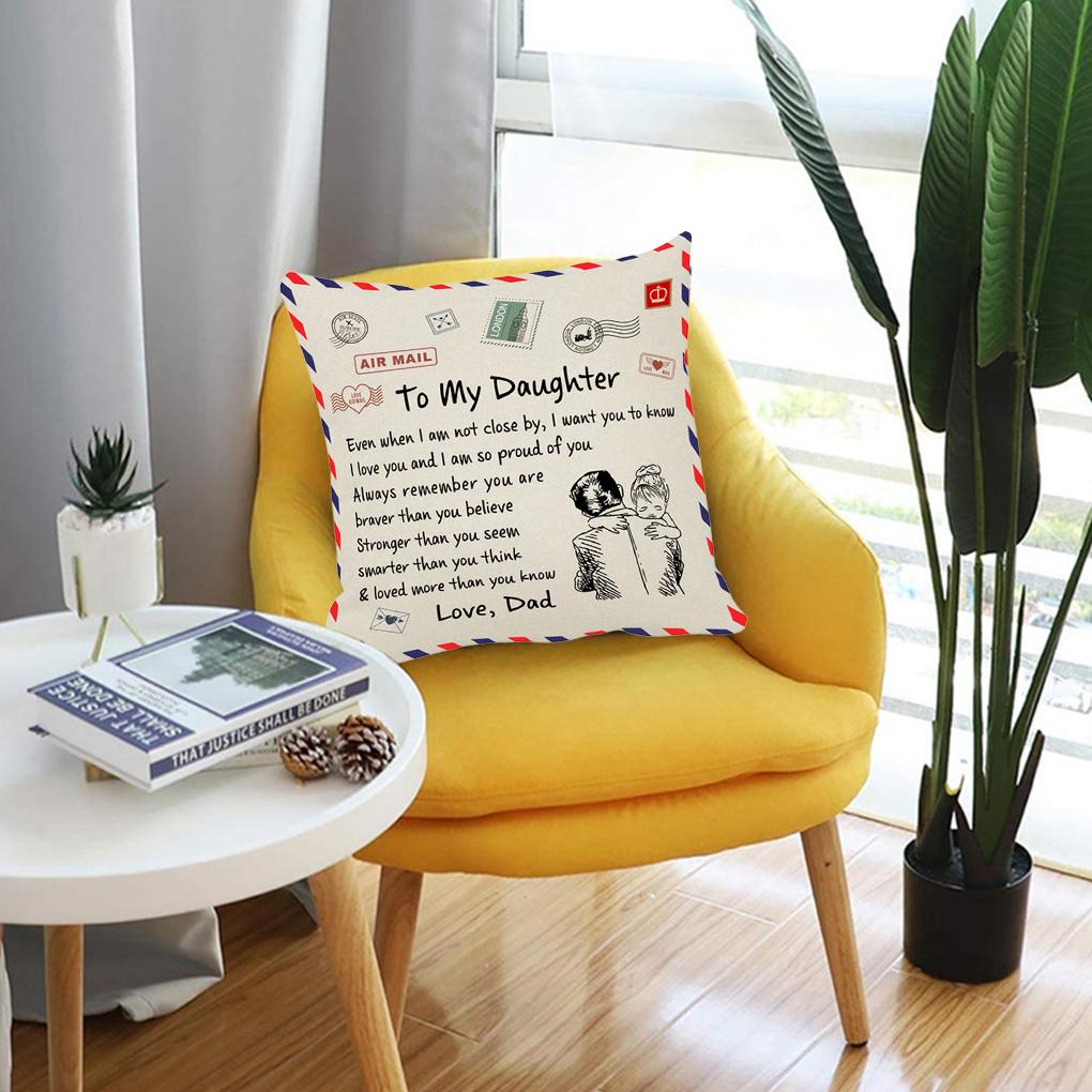 Pillow Cover Fiber Square Throw Pillow Cover Lettering Washable Sofa Cushion Case 45x45cm Best Gifts for Children Parents Family