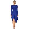 Womens Asymmetrical Long Sleeve Dancewear Contrast Color Patchwork Lyrical Dance Dress