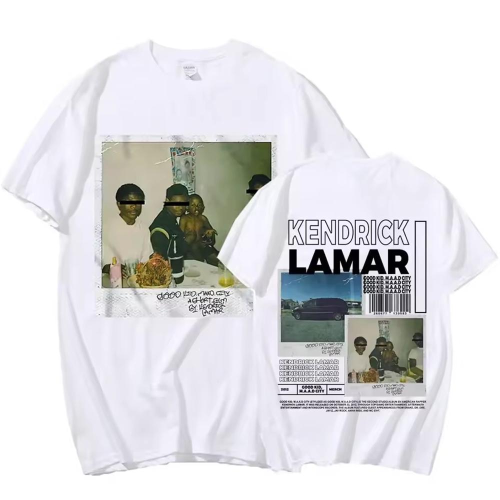 Rap Singer Kendrick Lamar Good Kid Tshirt 2025 Summer Mens Womens Short Sleeved Round Neck Printed Tshirt Mens Clothing