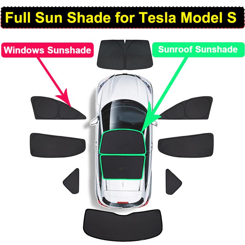 For Tesla Model S Sun Shade Privacy Window Sunshade Foldable Glass Roof Skylight Blind Sunroof Shading ModelS Anti UV Protector