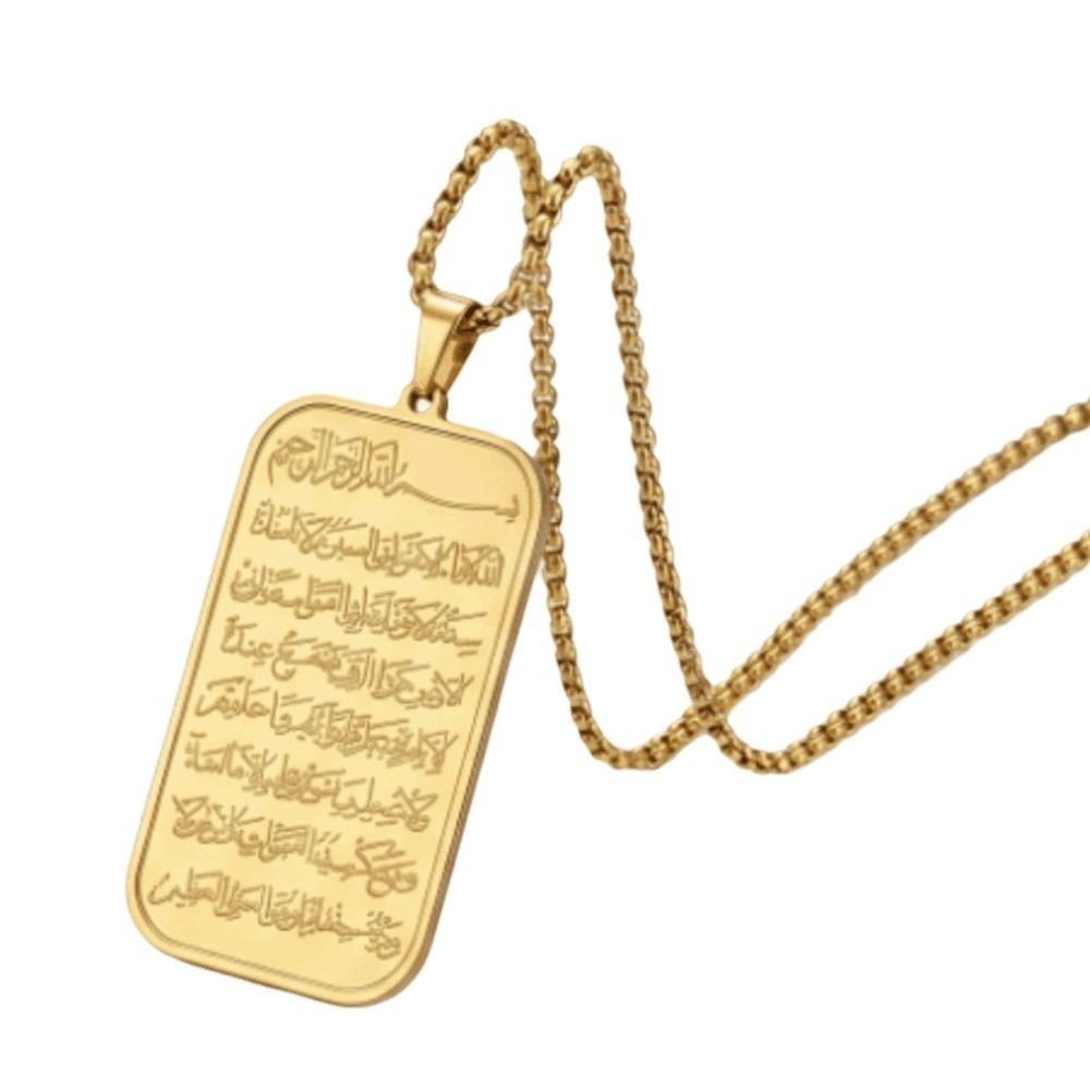 Engraved Text Pendant Necklace Stainless Steel Square Neck Jewelry Prayer Pendant  Daily Wear