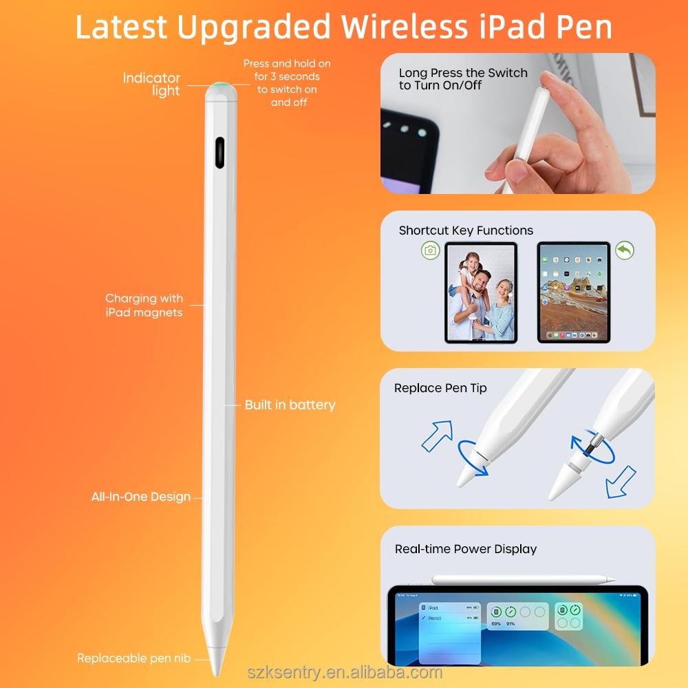 2nd Generation Handwriting Pen Touch Screen Ksentry Tablet Pen Bluetooth Magnetic Palm Rejection Pencil 2 for Apple iPad