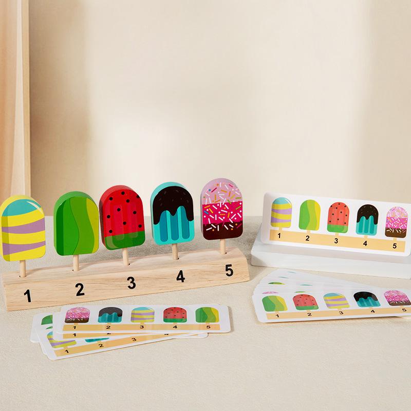 Kids' Wooden Ice Cream & Ice Lolly Pretend Play Set - Encourages Role Play & Logical Thinking, Perfect Interactive Gift for Parent-Child Fun