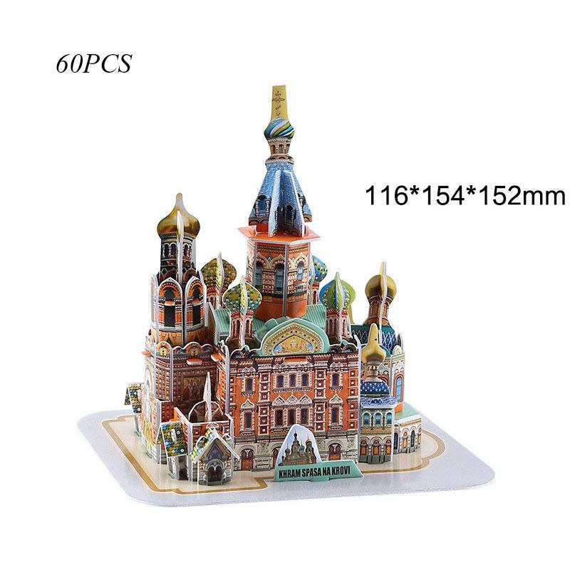 Bastel Architektur 3D Pappe Puzzle Spielzeug Notre Dame de Paris Eiffelturm Basilius-Kathedrale Weltberühmtes Architekturmodell Spielzeug