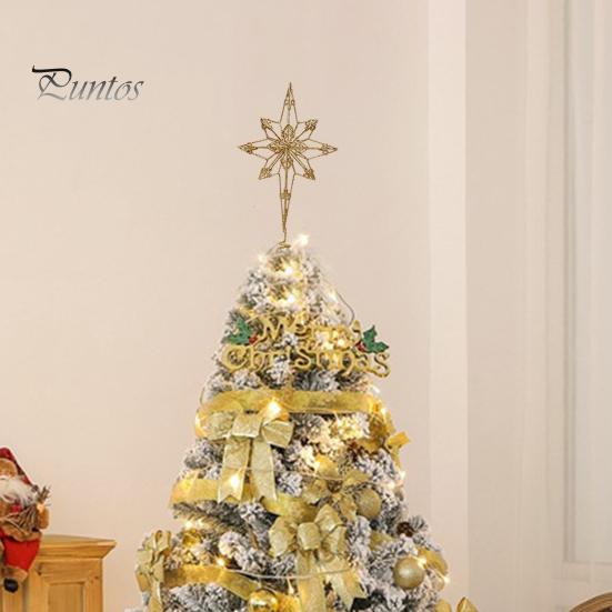 Étoile de sommet d'arbre de noël, couleur vive scintillante, antirouille, conception ajourée, ornement de sommet d'arbre de noël 3D