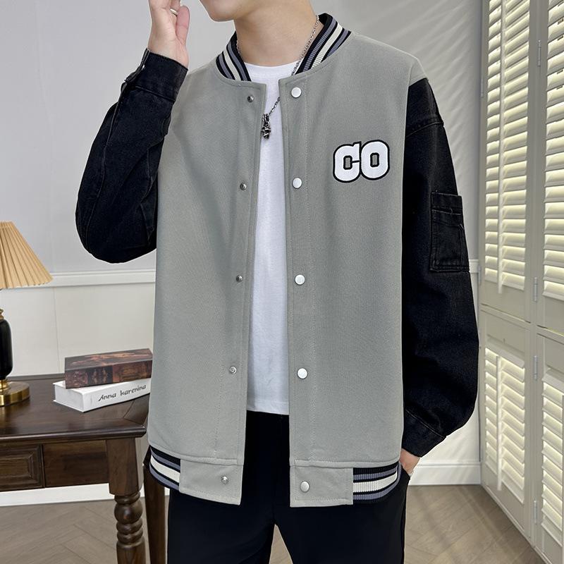 Spring and Autumn Casual Contrast Hooded Jacket Teen Trend Fake Two-piece Baseball Uniform