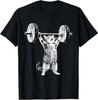 Funny Weightlifting Cat Lifting Barbell Gym Fitness Workout Black T Shirt