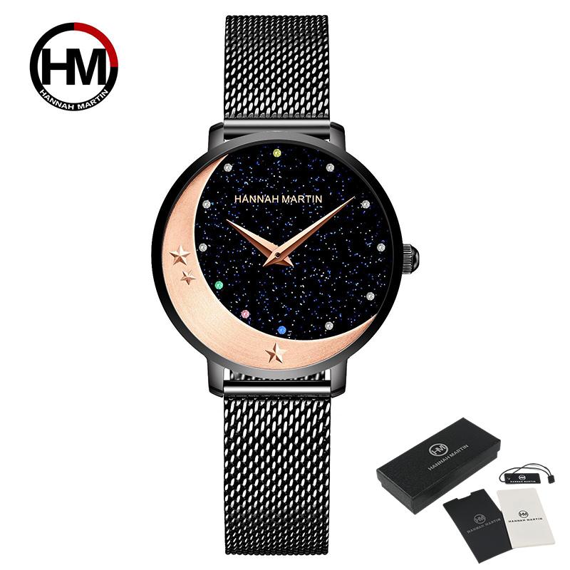 

Роскошные женские наручные часы с кварцевым механизмом, наручные часы с луной, звездами, ночной вспышкой, часы для женщин