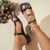 Designer New Version Roman Style Slippers  Flat Bottom Sandals Women's Outdoor Wear Open Toe Square Head Elegance Beach Shoes