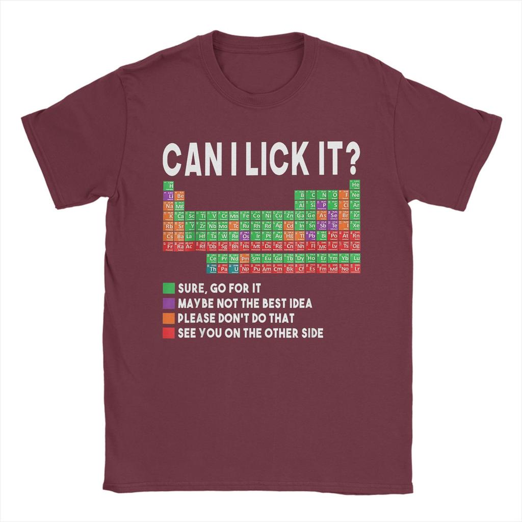 Can I Lick It Periodic Table Science Teacher T-Shirts Men Casual Cotton Tee Shirt O Neck Short Sleeve T Shirt Plus Size Clothes
