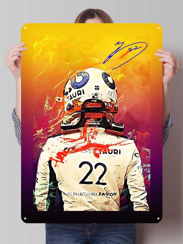 Yuki Tsunoda Racer Posters F1 Racing Metal Signs Decor for Room Decoration Custom Tin Plates for Wall Art Decoration Retro Home
