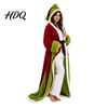 Christmas Theme Printed Wrap Hooded Heated Poncho Blanket Flannel Wearable USB Heating Cape Gift for Her on with Festive Print Cozy Winter