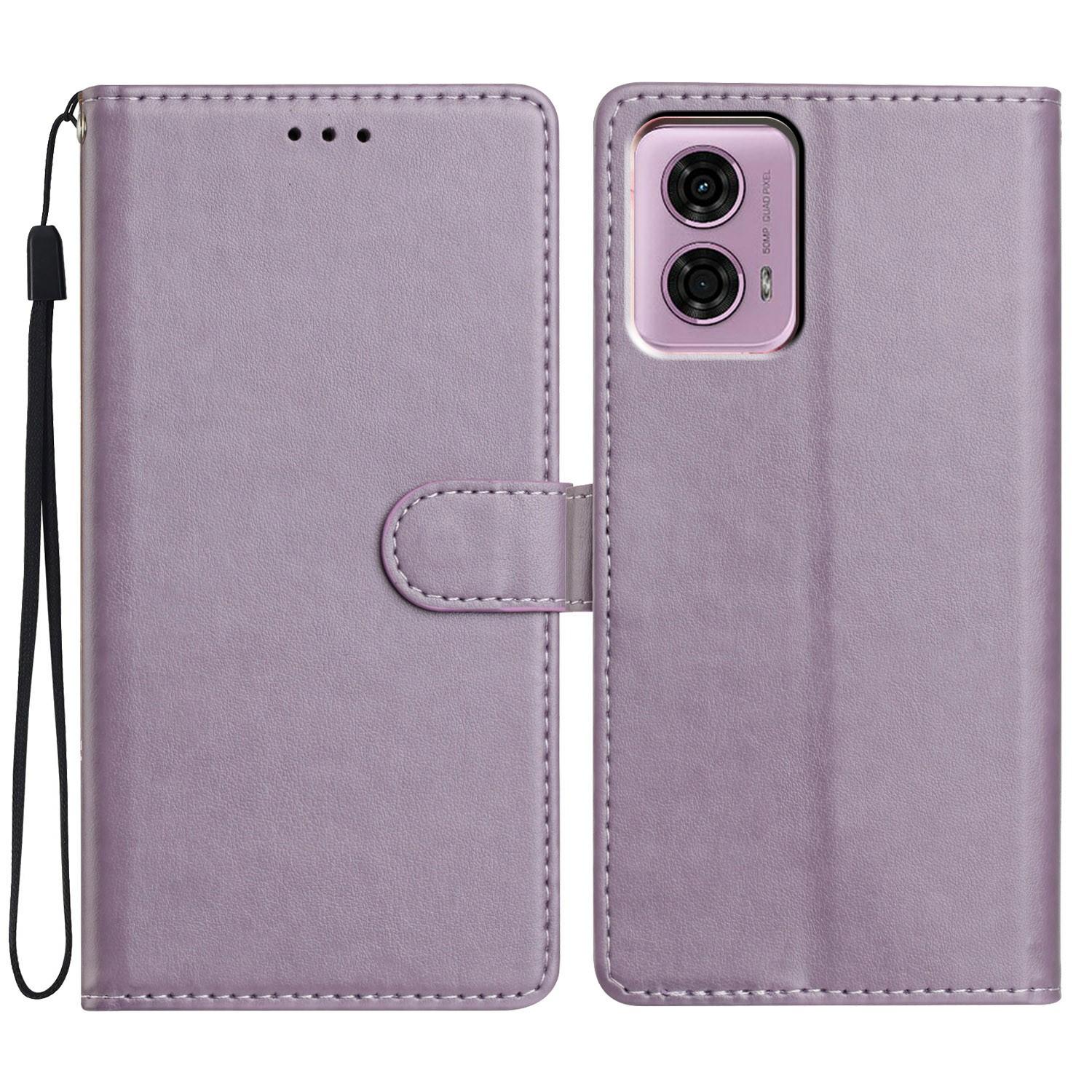 

For Motorola Moto G24 4G/Moto G04 4G Leather Phone Case Wallet Stand Cover with Handy Strap Purple