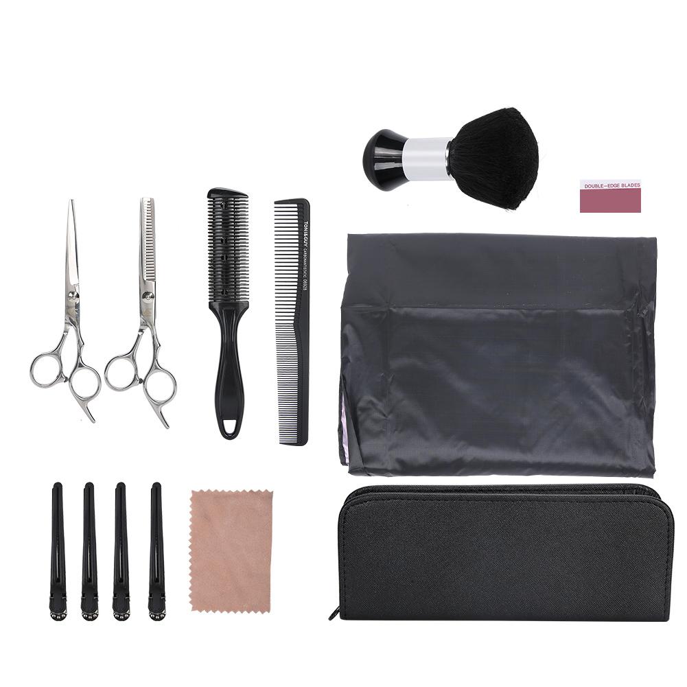 Professional Hairdressing Tool Set Flat Thinning Scissors Apron Hair Cutting Comb Brush