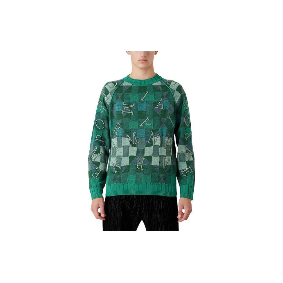 Emporio Armani Embroidered Letter Raglan Knit Sweater Men sweater Green 6L1MV9-1M08Z-F510 M