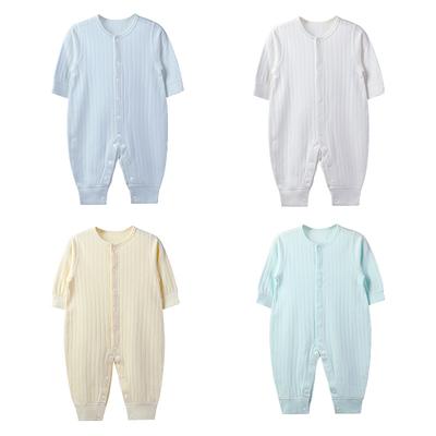 Nové chlapečky Dívčí kombinézy 100% bavlna Měkká a příjemná k pokožce Jednobarevné rukávy Overal Jaro Podzim Batole Kojenec Onesie