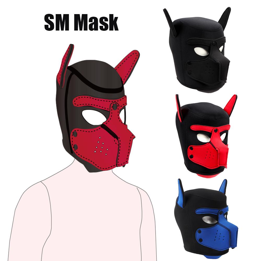 Adults SM Mask Sex Toys Party Cosplay Dog Headgear Full Face Fetish Sex Mask Gay Games For Couples Sex Accessories
