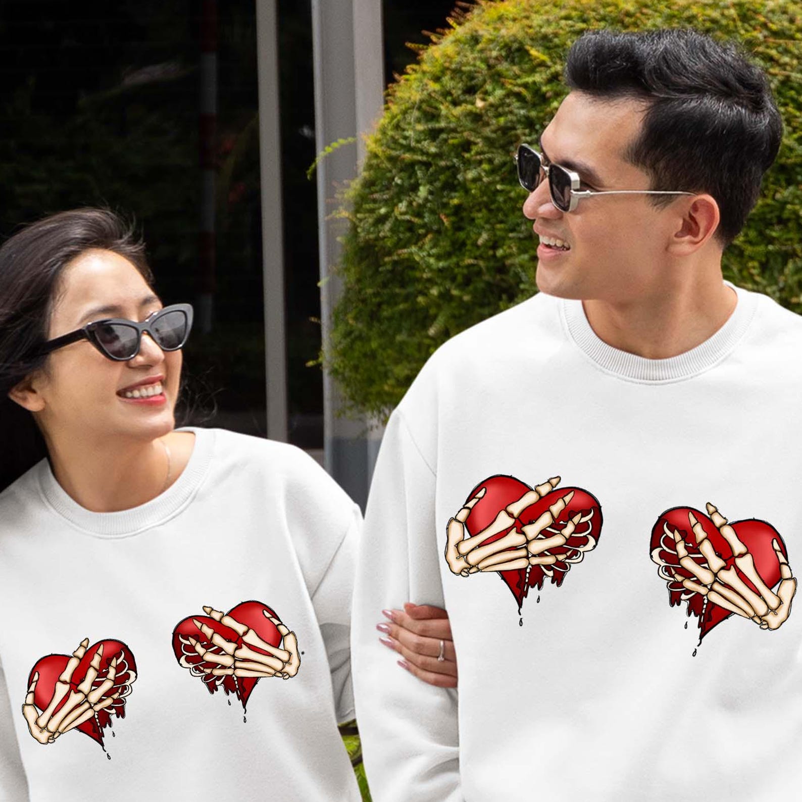 Skeleton Heart Valentines Day Shirt S